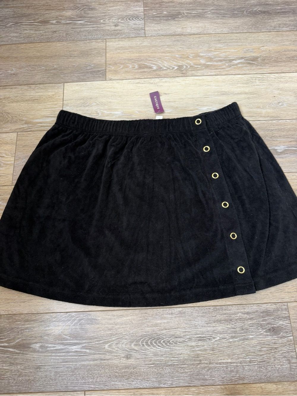 Cacique Black Swim Coverup Skirt with Gold Grommet Detail Sz 22/24
